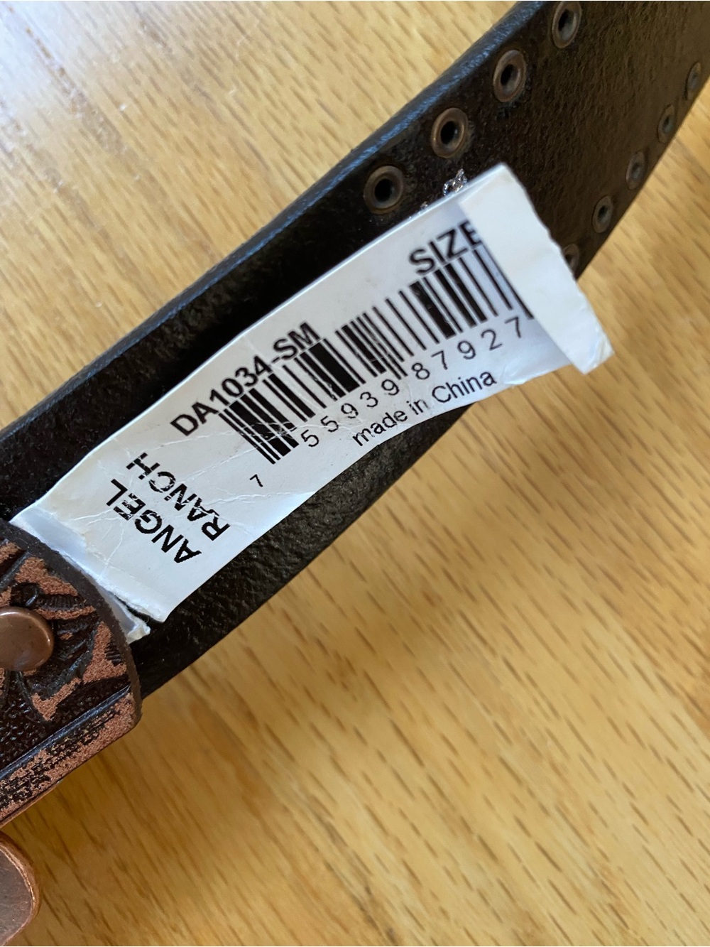 Copper-Tone Tooled Western Belt with Rhinestone Buckle - Women - Picture 6 of 6